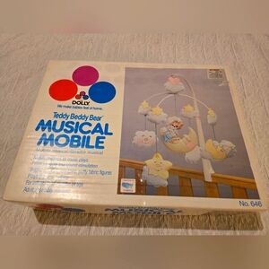 Original box vintage Dolly Brand Teddy Beddy Bear Baby Musical Mobile **damage**